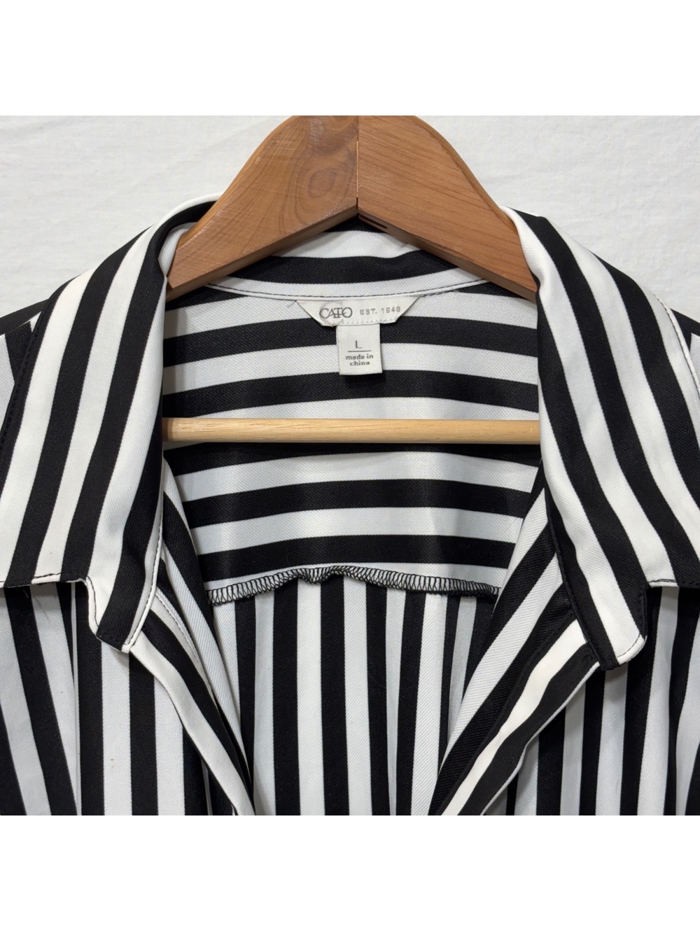 Cato Black White Striped Belted Shirt Dress Short Sleeve Women's Large - Picture 3 of 6